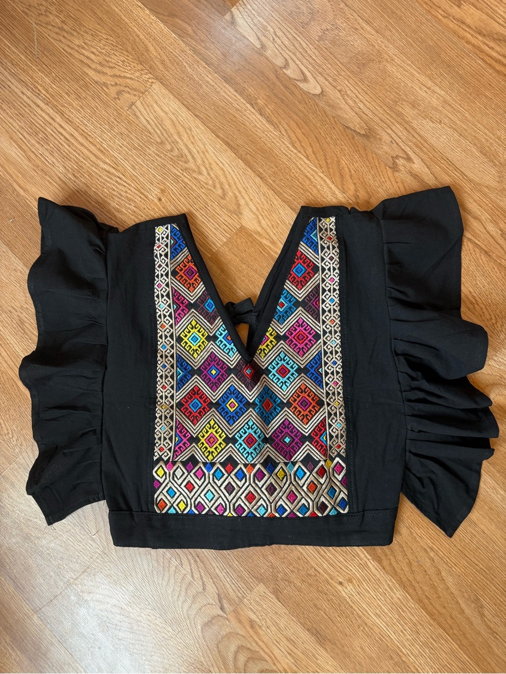 Black Women's Embroidered Blouse multicolor, 
Women’s top, Mexico blouse